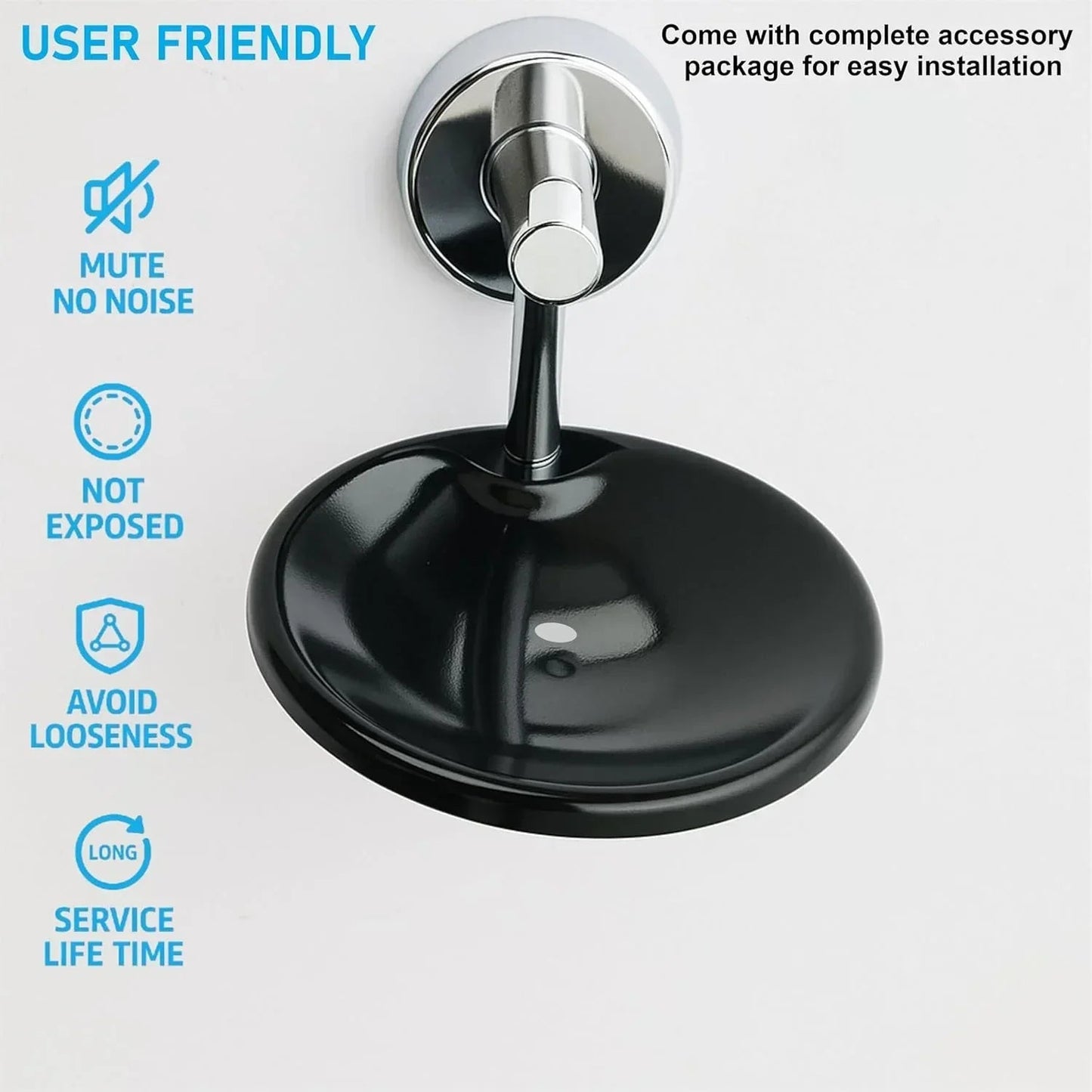 Round Stainless Steel Wall Mounted Soap Dish – Silver + Black