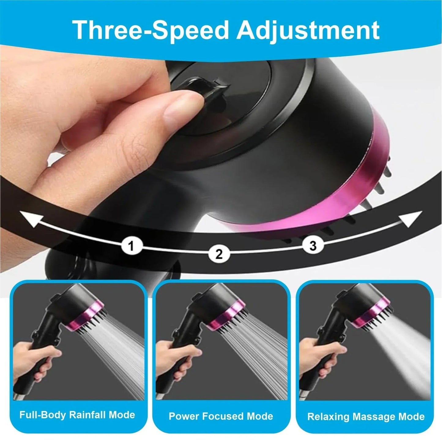 Snow 3 Modes ABS Black Pink Finish Hand Shower Only
