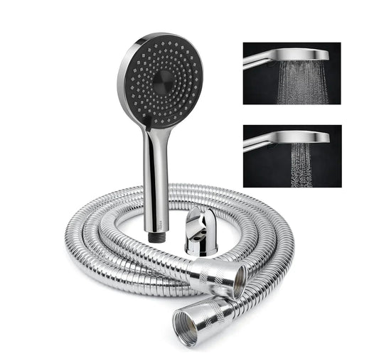 Alpha 2 Sprey Modes Chrome Finish Hand Shower With 1.5 Meter 304- Grade Stainless Steel Hose Pipe & Hook