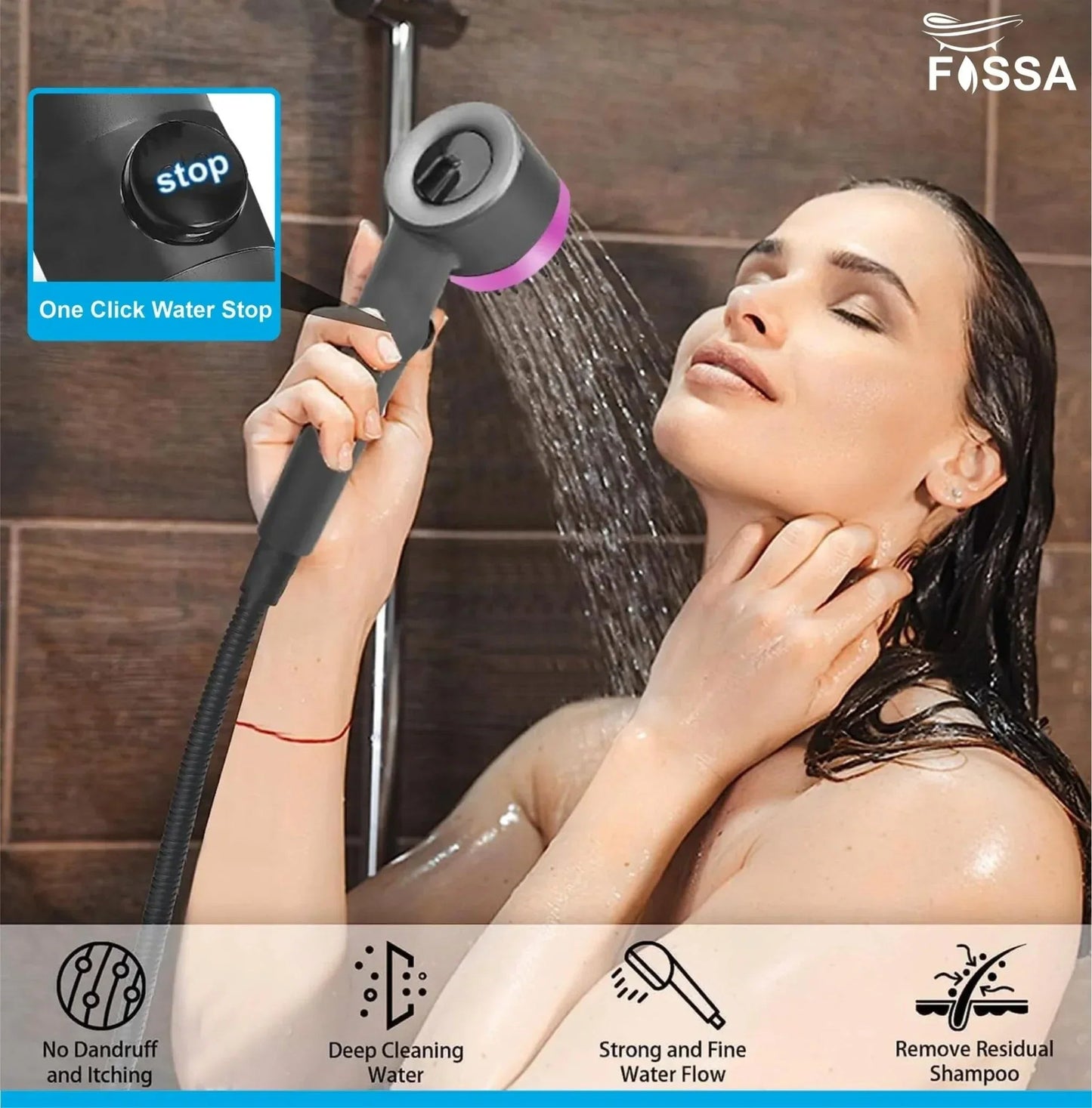 Snow 3 Modes ABS Black Pink Finish Hand Shower Only