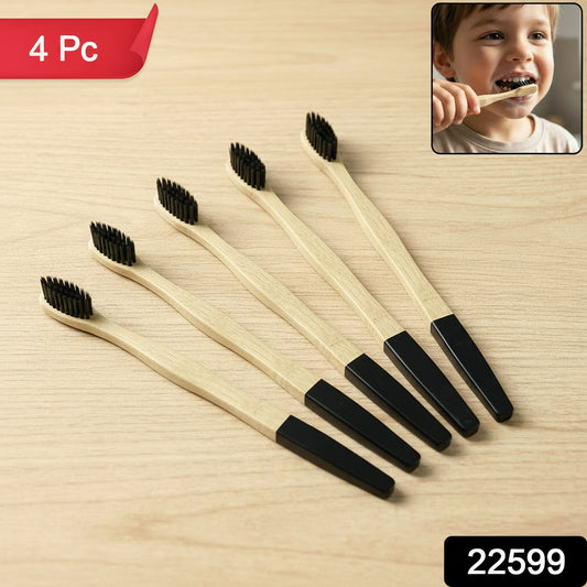 Natural Bamboo Toothbrush With Soft Charcoal Bristles (1 Pc)