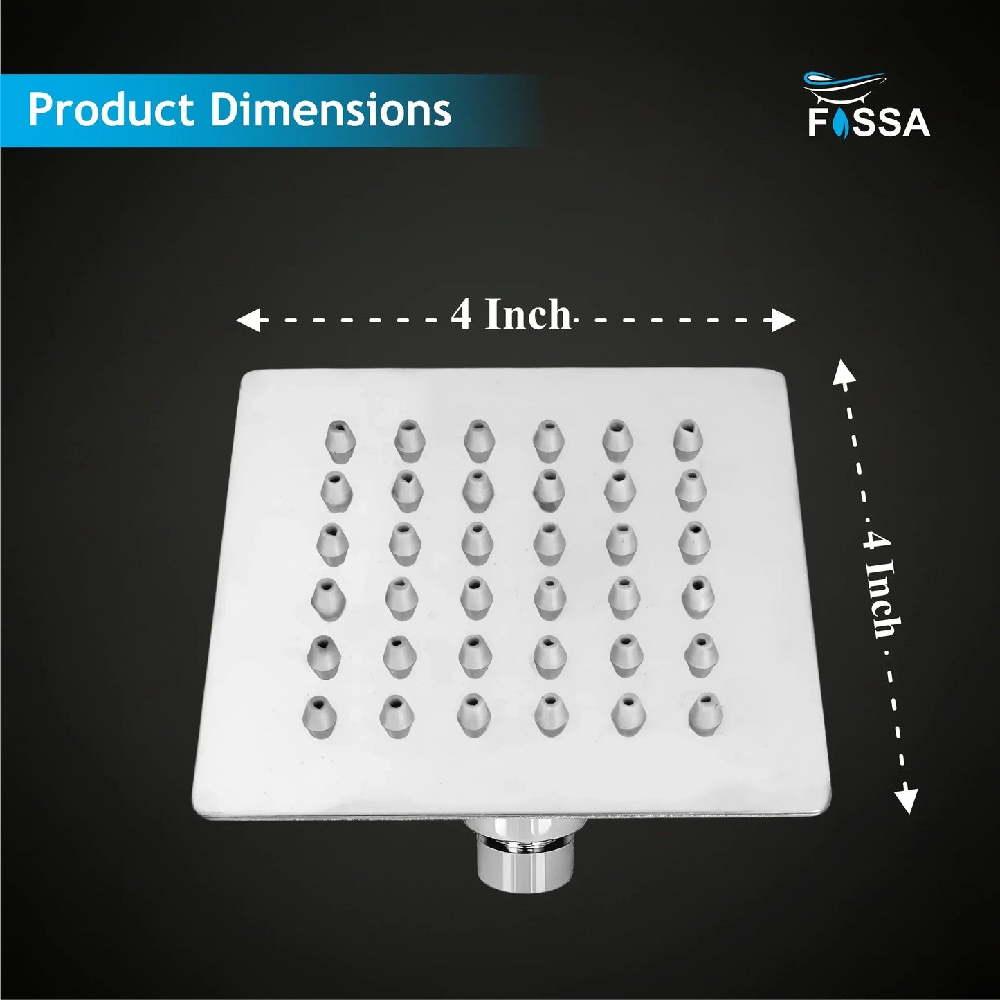 Ultra (4x4 Inches) 304- Grade Stainless Steel Chrome Finish Overhead Shower With Arm (9 Inch)