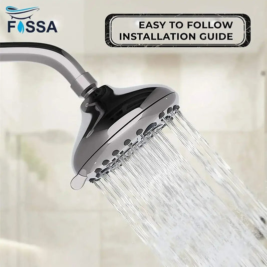 Fixed ( 5 Inches ) 304- Grade 6 Spray Settings Stainless Steel Silver Finish Overhead Shower( Arm 9 Inch )