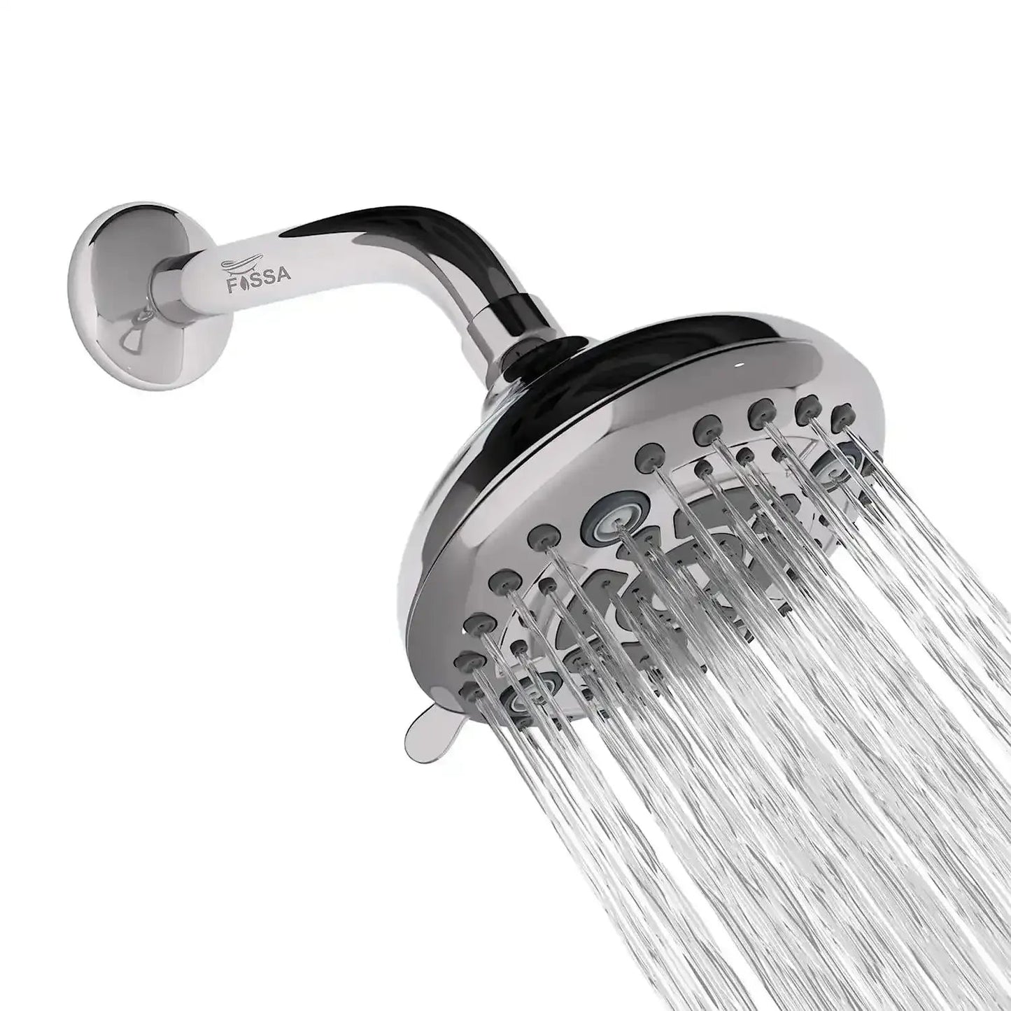 Fixed ( 5 Inches ) 304- Grade 6 Spray Settings Stainless Steel Silver Finish Overhead Shower( Arm 9 Inch )