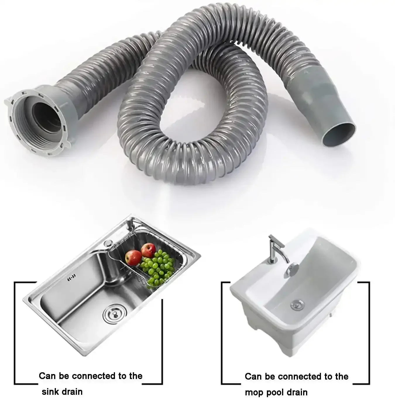 Kitchen Sink Flexible Waste Pipe Grey