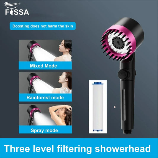 Snow 3 Modes ABS Black Pink Finish Hand Shower Only